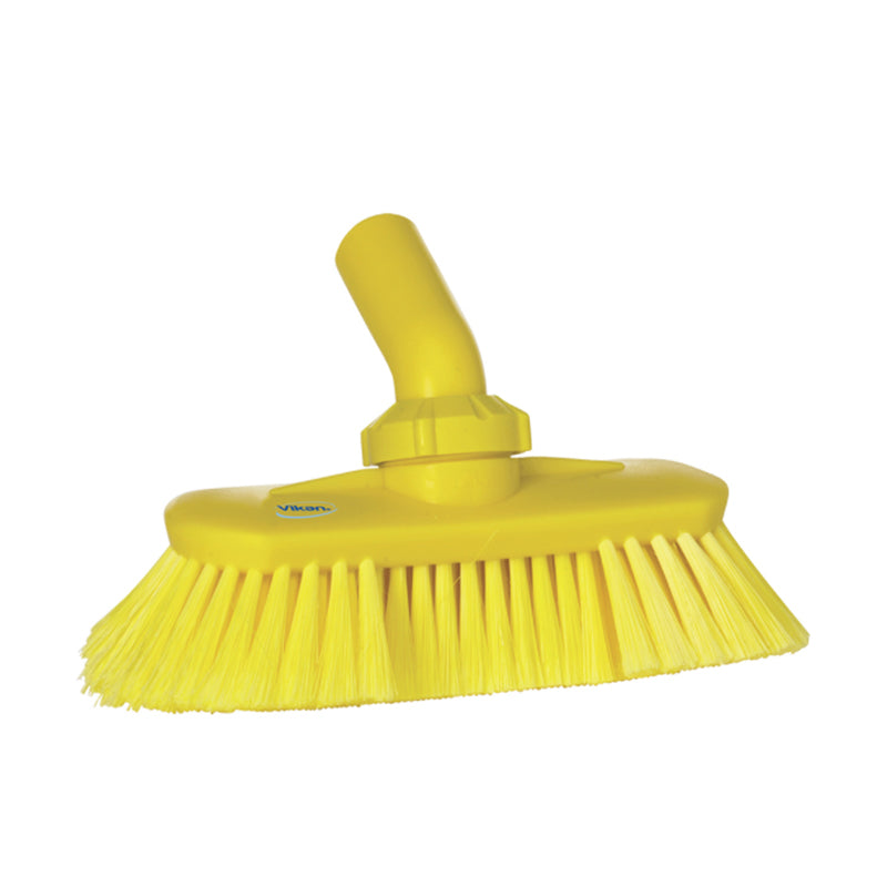 Vikan 70676 Waterfed Washing Brush w/ Angle Adjustment- Soft/Split, Yellow